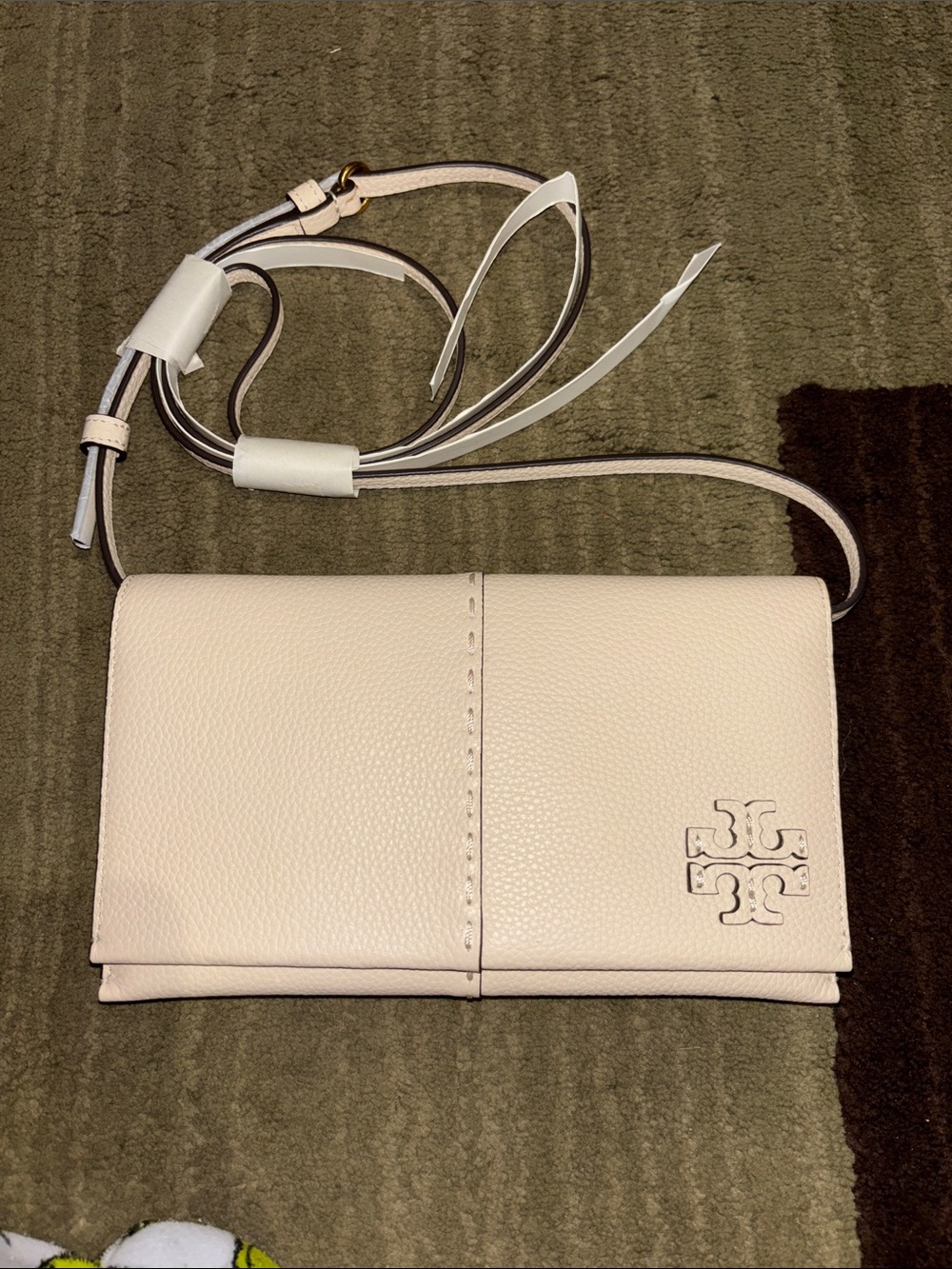 Tory Burch cream Leather Crossbody Wallet